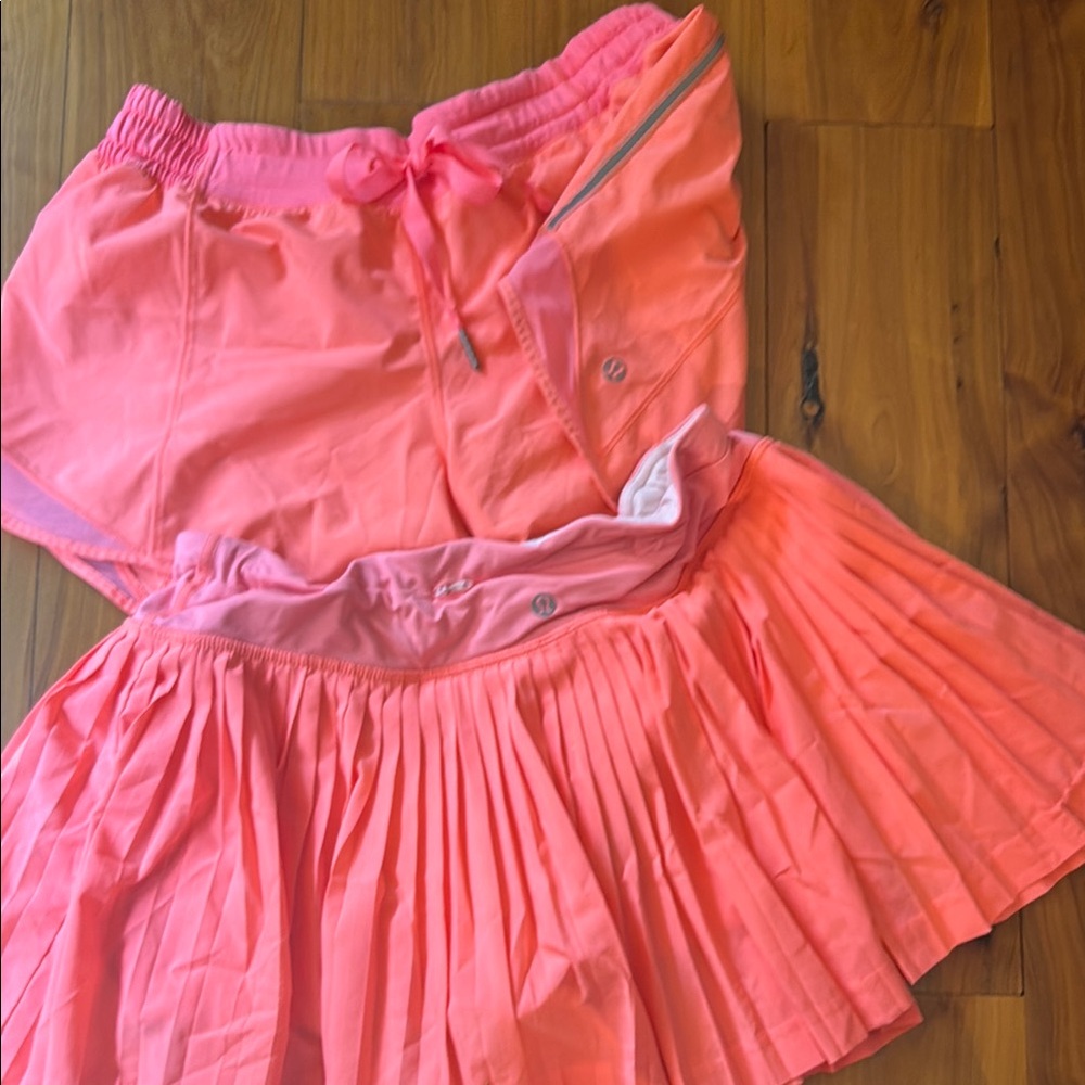 Lululemon orange skort and shorts